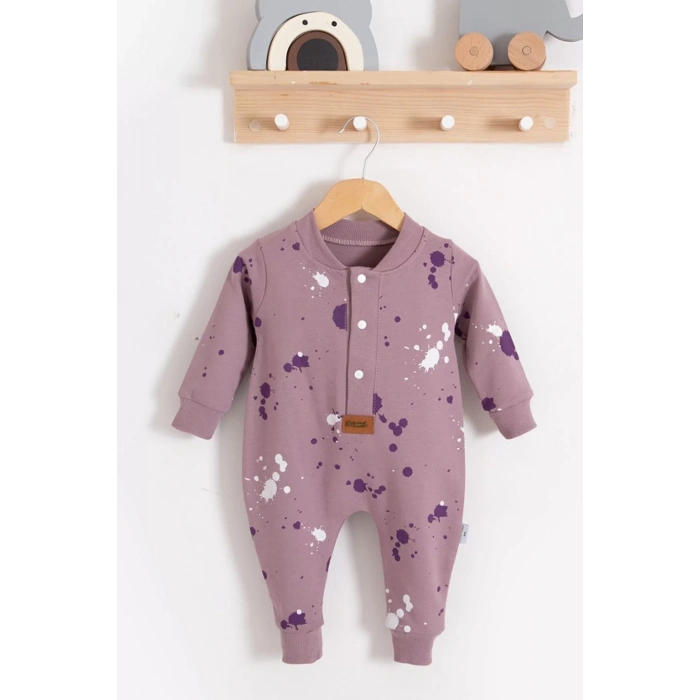 Eterelle Puantiye Desenli Pamuklu Kız Bebek Tulum