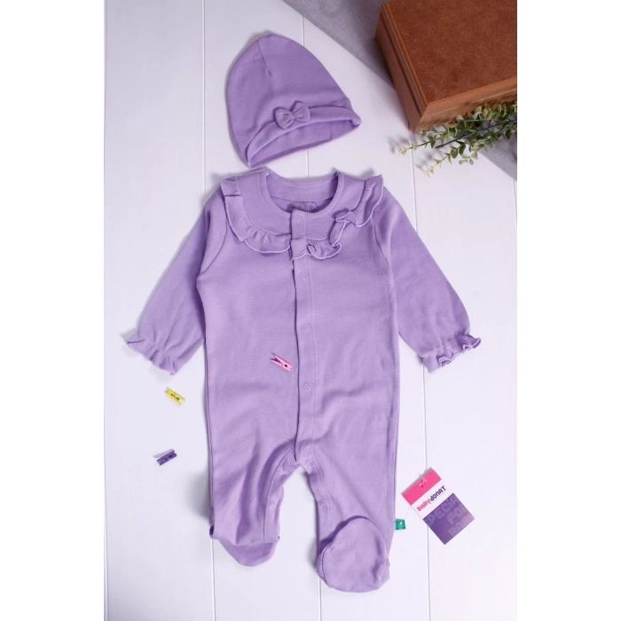 Eterelle Robası Astarlı Fiyonk Şapkalı Kız Bebek Tulum