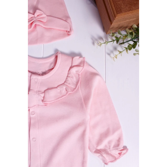 Eterelle Robası Astarlı Fiyonk Şapkalı Kız Bebek Tulum