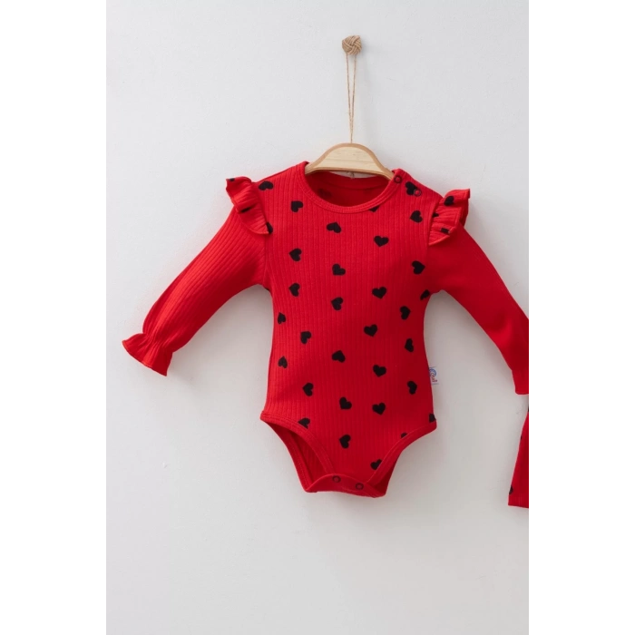 Eterelle Şortlu Kalp Desenli 2li Kız Bebek Takımı