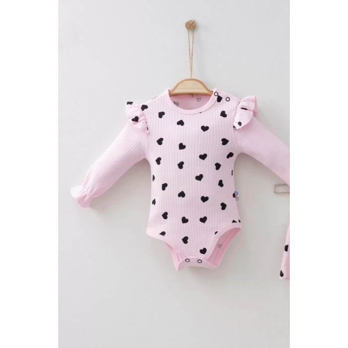 Eterelle Şortlu Kalp Desenli 2li Kız Bebek Takımı