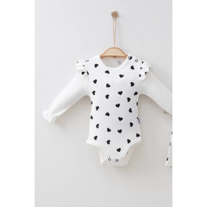 Eterelle Şortlu Kalp Desenli 2li Kız Bebek Takımı