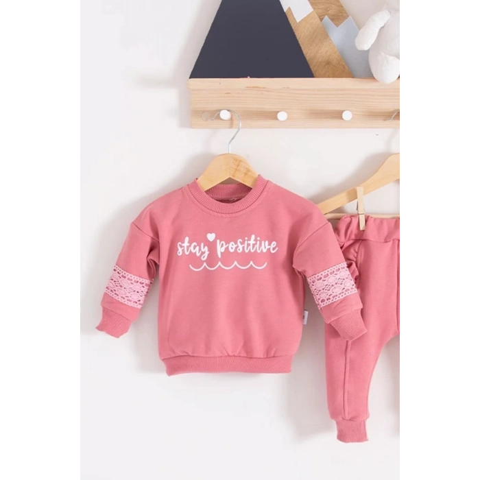 Eterelle Stay Pozitive Dantelli 2li Pamuk Kız Bebek Takım