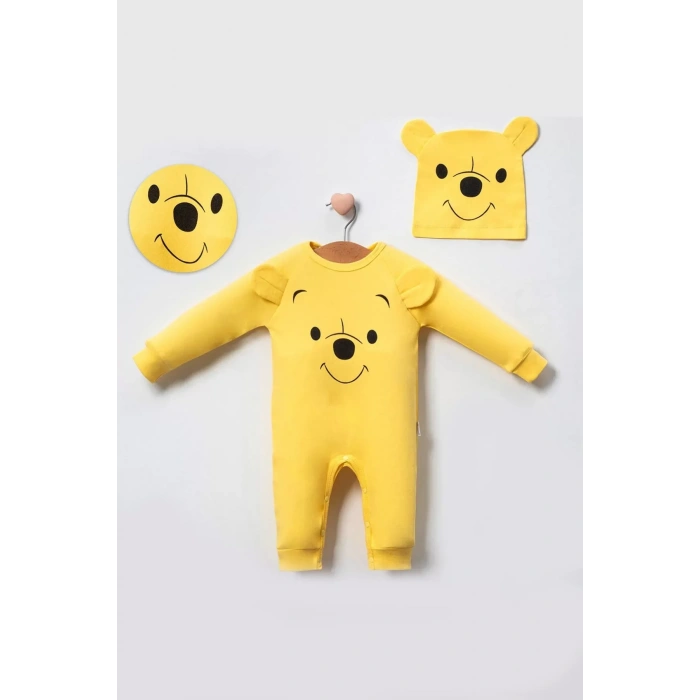 Eterelle The Bear Desenli % 100 Pamuk Şapkalı Tulum