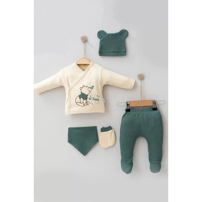 Eterelle Waffle Natural % 100 Pamuk 5li Erkek Bebek Hastane Çıkış Seti