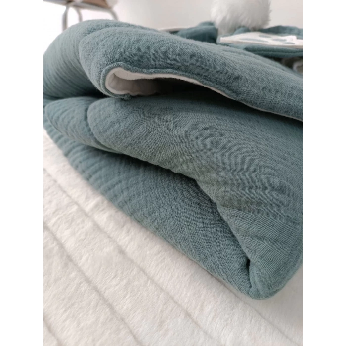 Eterelle Yenidoğan 4 Kat Müslin Kumaş Kulaklı Patili Fiyonk Bebek Battaniyesi Kundak Kahverengi