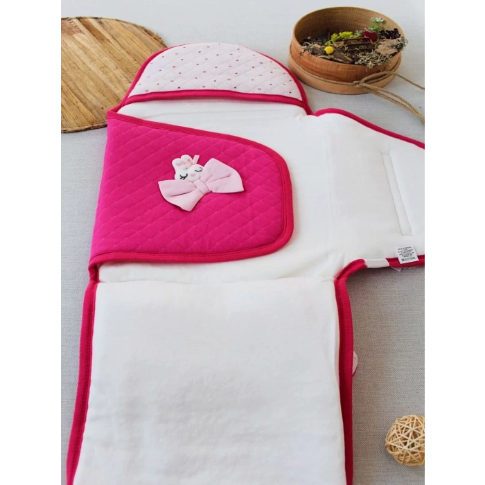 Eterelle Yenidoğan Açılır Kucaklı Fiyonk Detay Ayaklı Kız Bebek Kundak Pembe