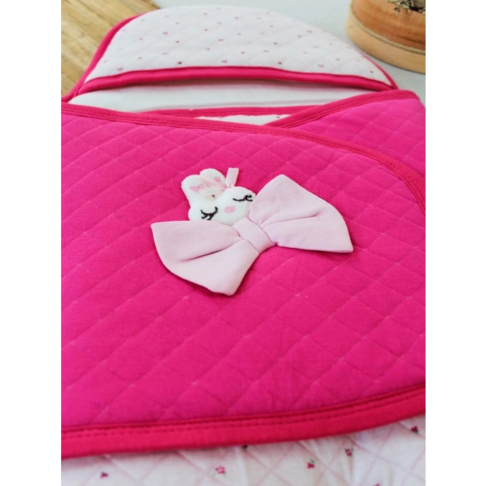 Eterelle Yenidoğan Açılır Kucaklı Fiyonk Detay Ayaklı Kız Bebek Kundak Pembe