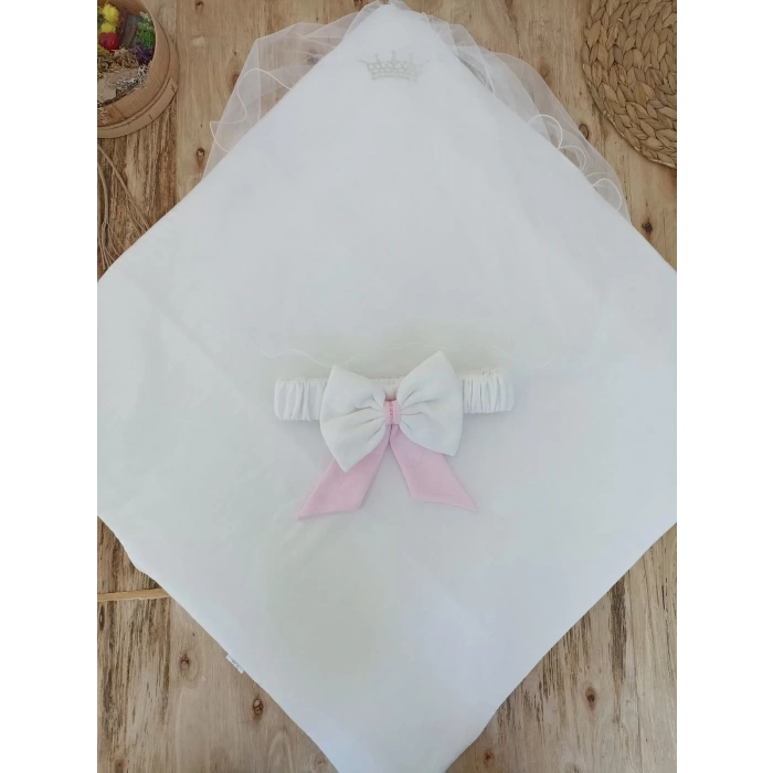 Eterelle Yenidoğan Bal Peteği My Prince Taç Nakışlı Delüks Kundak Bebek Battaniyesi Pembe