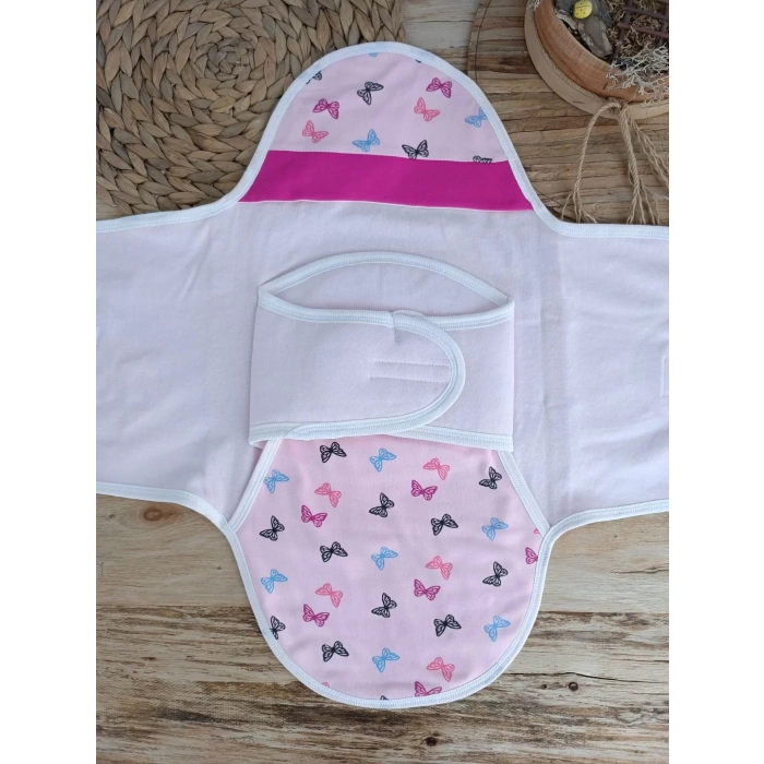 Eterelle Yenidoğan İlk Baharın Ceylanı Nakışlı Çıt Çıt Kapama Bebek Kundak Pembe