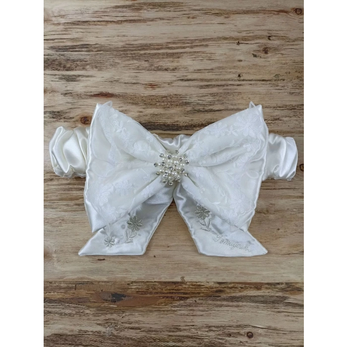 Eterelle Yenidoğan İpek Venüs Taç Nakışlı Delüks Kundak Bebek Battaniyesi Ekru