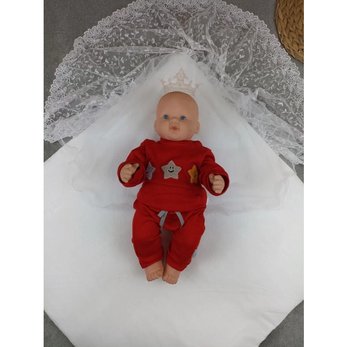 Eterelle Yenidoğan Kumru Plazma Taçlı Lüks Kundak Bebek Battaniyesi Ekru