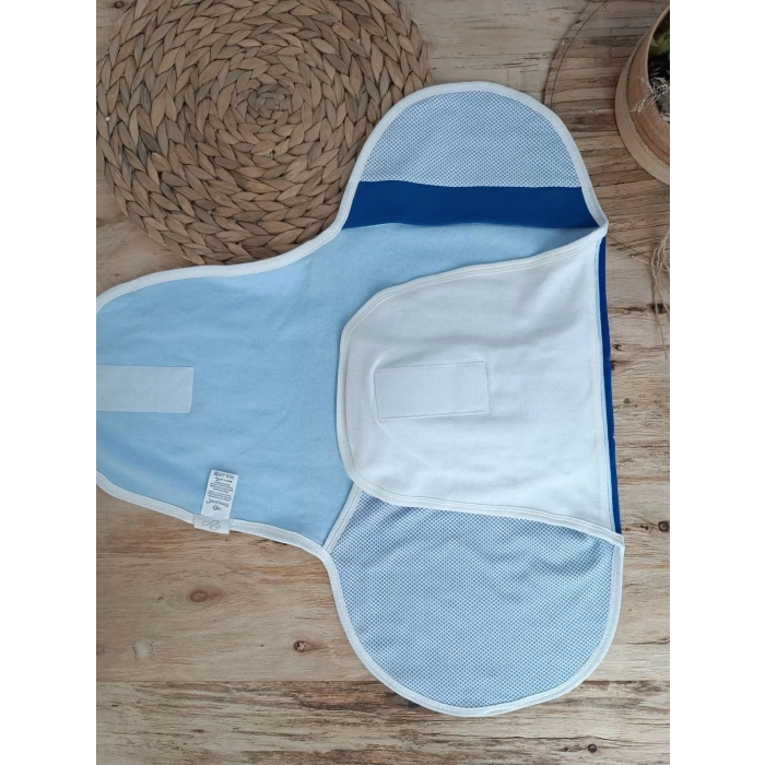 Eterelle Yenidoğan Mutlu Fil Ailesi Nakışlı Çıt Çıt Kapamalı Bebek Kundak Lacivert