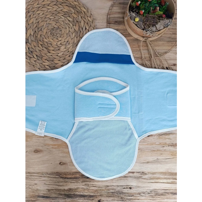 Eterelle Yenidoğan Mutlu Fil Ailesi Nakışlı Çıt Çıt Kapamalı Bebek Kundak Lacivert