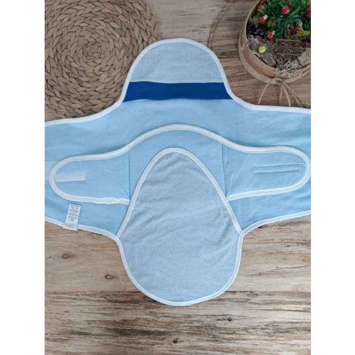 Eterelle Yenidoğan Mutlu Fil Ailesi Nakışlı Çıt Çıt Kapamalı Bebek Kundak Lacivert