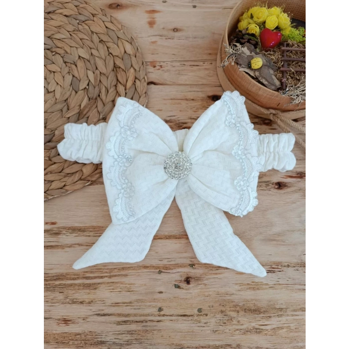 Eterelle Yenidoğan Pamuk Taç Benim Prensim Nakışlı Trilüks Kundak Bebek Battaniyesi Ekru