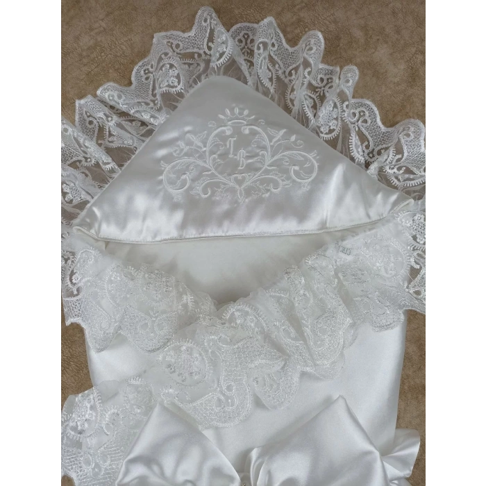 Eterelle Yenidoğan Pırıltı Nakış Detaylı Lüks Kundak Bebek Battaniyesi Ekru