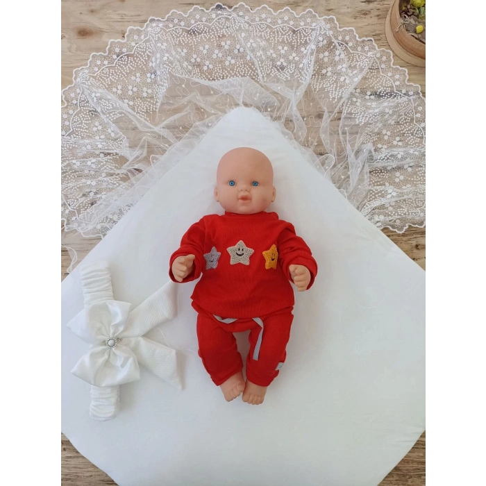 Eterelle Yenidoğan Sahra My Prince Nakışlı Lüks Kundak Bebek Battaniyesi Ekru