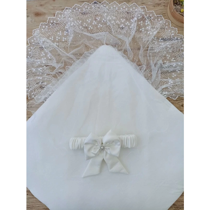 Eterelle Yenidoğan Sahra My Prince Nakışlı Lüks Kundak Bebek Battaniyesi Ekru