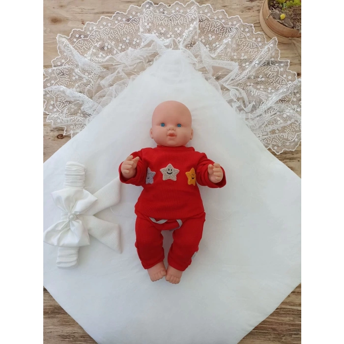 Eterelle Yenidoğan Sahra My Princess Nakışlı Lüks Kundak Bebek Battaniyesi Ekru