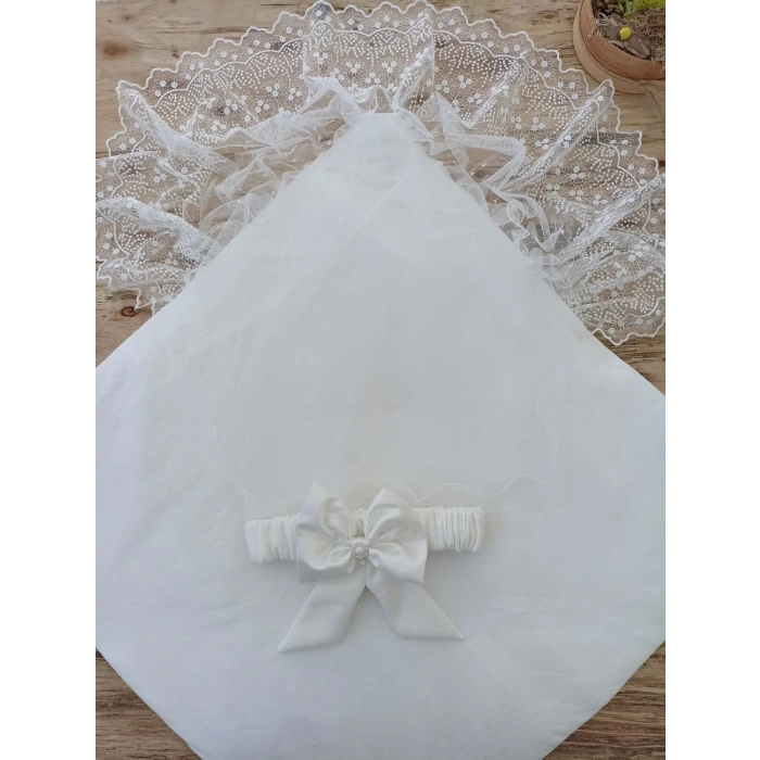 Eterelle Yenidoğan Sahra My Princess Nakışlı Lüks Kundak Bebek Battaniyesi Ekru
