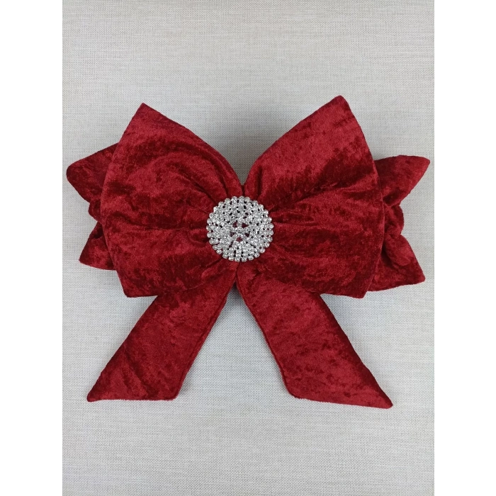 Eterelle Yenidoğan Saray Kadife Taç Nakışlı İnci Fiyonklu Dantel Duvak Trilüks Kundak Bebek Battaniye Bordo