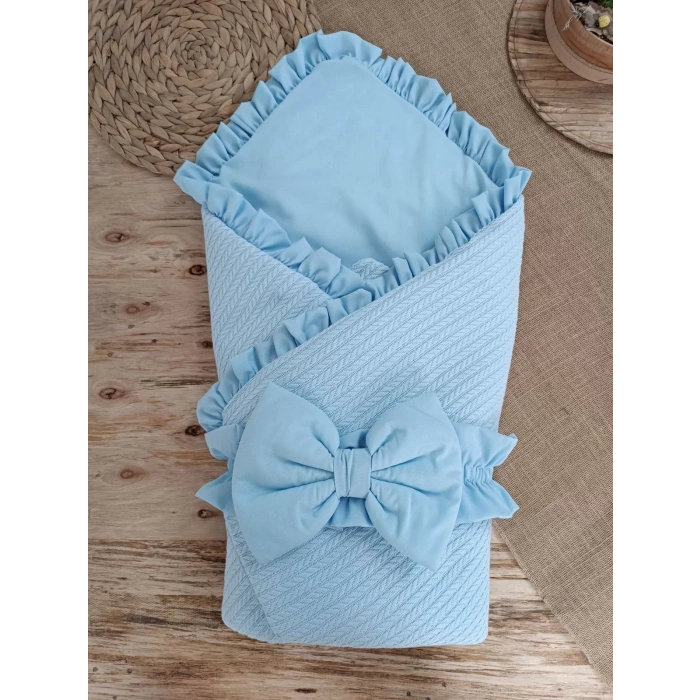 Eterelle Yenidoğan Tericotton Kumaş Multi Mevsimlik Bebek Battaniyesi Kundak Mavi