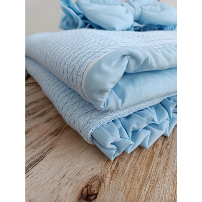 Eterelle Yenidoğan Tericotton Kumaş Multi Mevsimlik Bebek Battaniyesi Kundak Mavi
