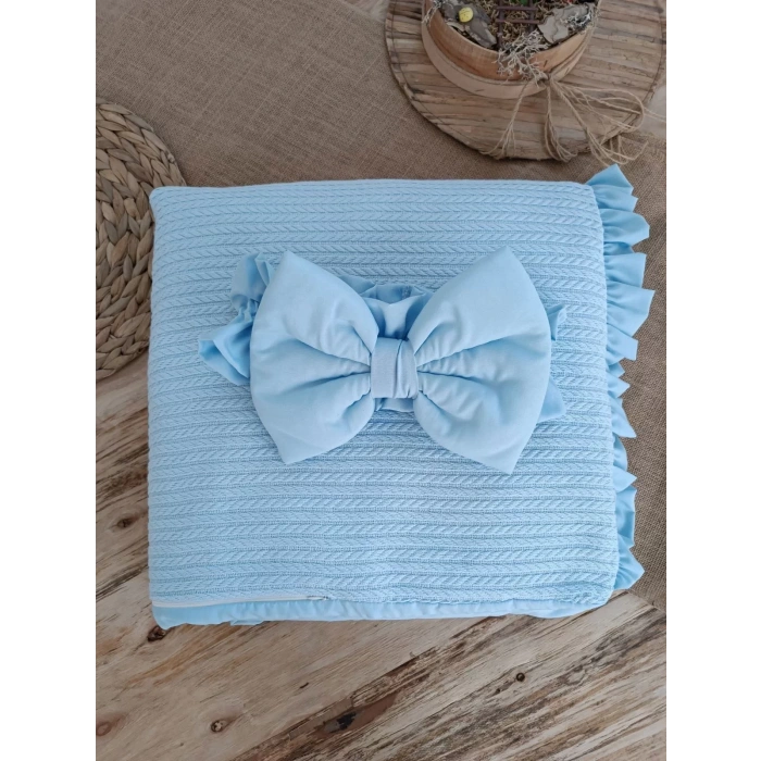 Eterelle Yenidoğan Tericotton Kumaş Multi Mevsimlik Bebek Battaniyesi Kundak Mavi