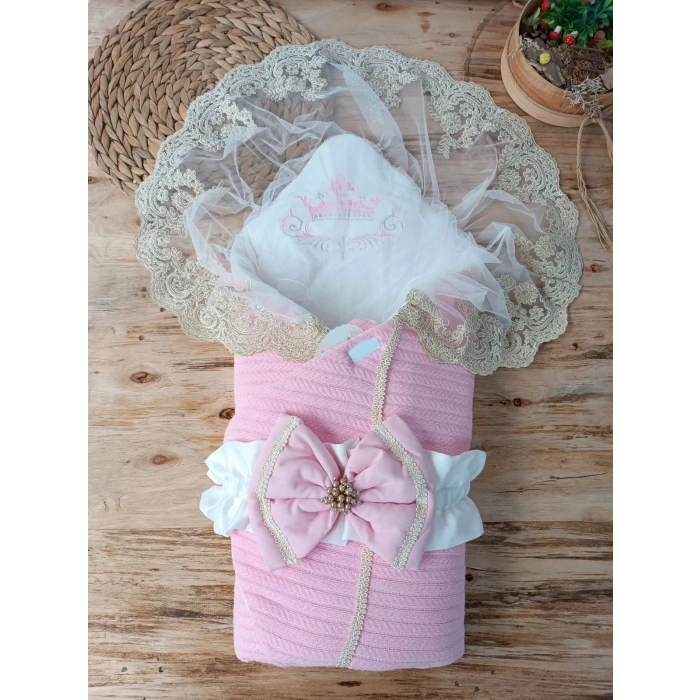 Eterelle Yenidoğan Tericotton Örgülü Trilüx Bebek Battaniyesi Kundak Pembe