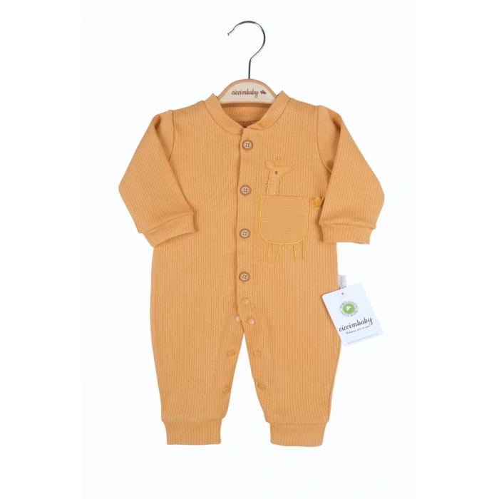 Eterelle Zürafa Nakışlı Cepli % 100 Pamuk Erkek Bebek Tulumu