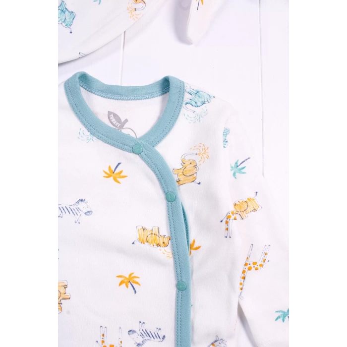 Eterelle Zürafa Nakışlı Erkek Bebek 4lü Tulum Seti