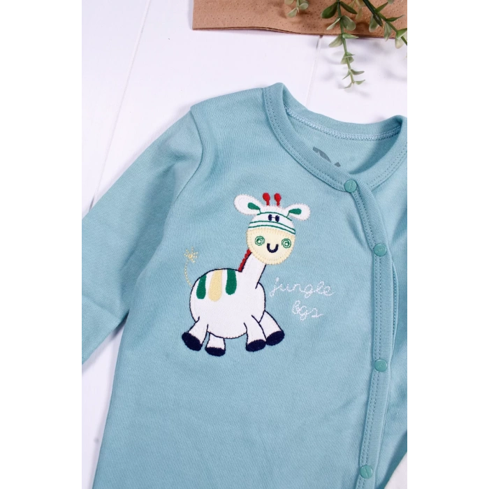 Eterelle Zürafa Nakışlı Erkek Bebek 4lü Tulum Seti