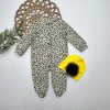 Eterelle 0-3-6-9 Ay Leopar Baskılı Tam Boy Çıtçıtlı Patikli Güllü Boneli Kız Bebek Tulumu Sarı