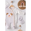 Eterelle Ayıcık Detaylı Nakışlı Tulumlu % 100 Pamuk Erkek Bebek 5li Set