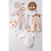 Eterelle Ayıcık Nakışlı Tulumlu % 100 Pamuk Erkek Bebek 5li Set