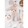 Eterelle Ayıcık Nakışlı Tulumlu % 100 Pamuk Erkek Bebek 5li Set