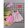 Eterelle 3-6-9-12 Ay Bandajlı Ve Kilotlu Meyve Desenli Askılı 3lü Kız Bebek Elbisesi Pembe