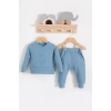 Eterelle Bear Gofre Kabartmalı 2li Erkek Bebek Takımı