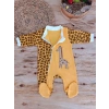 Eterelle 0-3 3-6 Ay Boy Fermuar Zürafa Nakışlı Kız Erkek Bebek Tulum Sarı