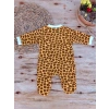 Eterelle 0-3 3-6 Ay Boy Fermuar Zürafa Nakışlı Kız Erkek Bebek Tulum Sarı