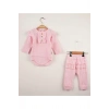 Eterelle Büzgü Detaylı Fırfırlı % 100 Pamuk 2li Kız Bebek Takımı