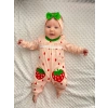 Eterelle Çilek Nakışlı % 100 Pamuk Kız Bebek Tulumu