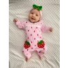 Eterelle Çilek Nakışlı % 100 Pamuk Kız Bebek Tulumu