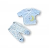 Eterelle Ay Dedem Nakışlı  5li Zıbın Takımı Hastane Çıkışı Mavi