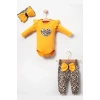 Eterelle Fiyonklu Leopar Desenli % 100 Pamuk Kız Bebek Takım