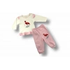 Eterelle 3-6 6-9 9-12 Ay Flamingo Nakışlı Uzun Kollu Sweatli 2li Kız Bebek Takımı Ekru