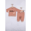 Eterelle Hello Nakışlı % 100 Pamuk 2li Erkek Bebek Takım