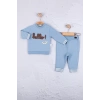 Eterelle Hello Nakışlı % 100 Pamuk 2li Erkek Bebek Takım