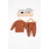 Eterelle Jakarlı Omuzdan Düğmeli 2li Erkek Bebek Takımı